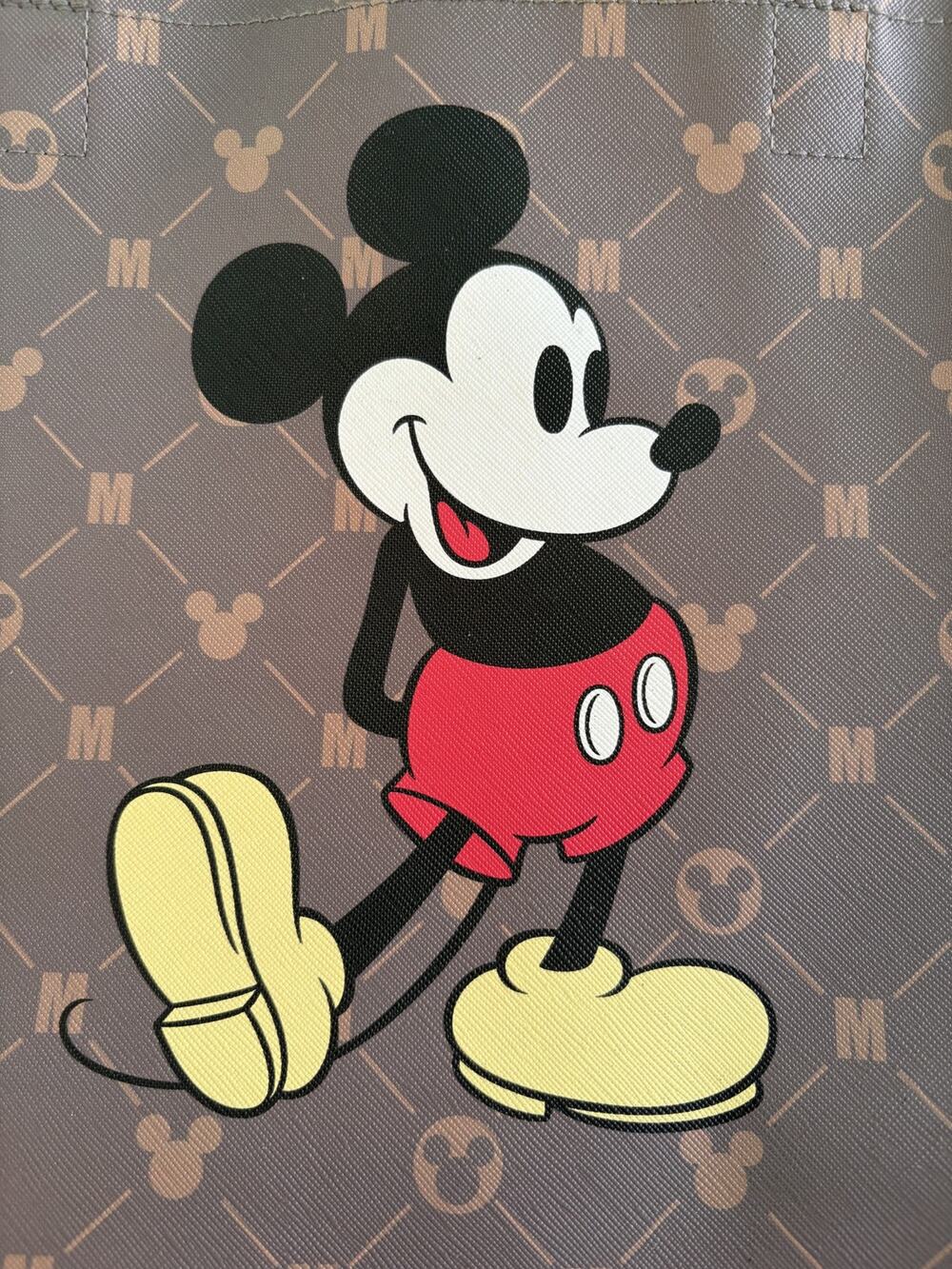 Disney Mickey Mouse Brown Monogram Tote Bag Classic Mickey Shopper